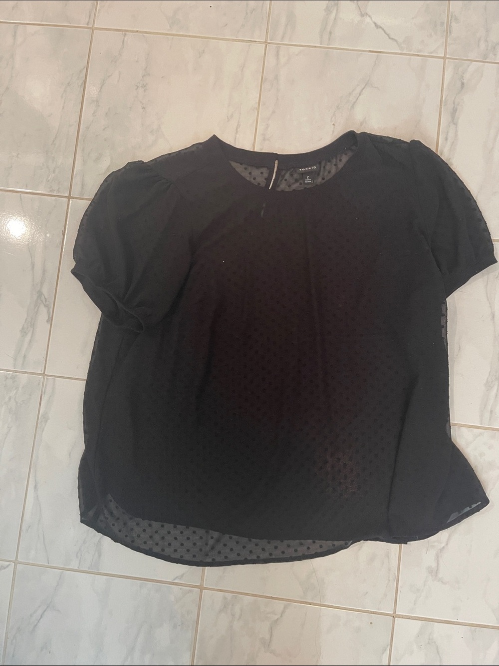 torrid Black Sheer polka Dot textured Puff Sleeve Blouse